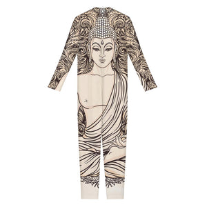 Beige Buddha Mandala Print Jumpsuit