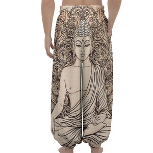 Beige Buddha Mandala Print Lantern Pants