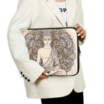 Beige Buddha Mandala Print Laptop Sleeve