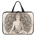 Beige Buddha Mandala Print Laptop Sleeve With Handle