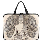 Beige Buddha Mandala Print Laptop Sleeve With Handle