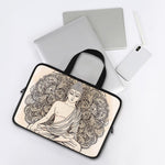 Beige Buddha Mandala Print Laptop Sleeve With Handle