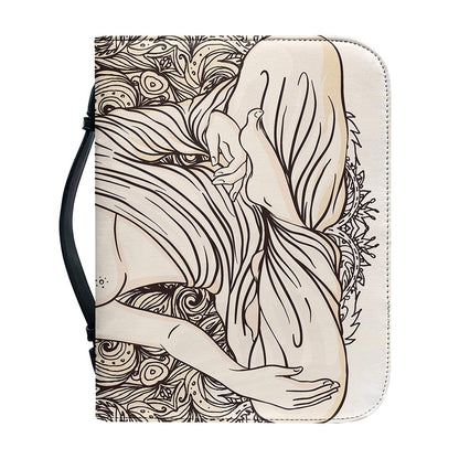 Beige Buddha Mandala Print Leather Bible Cover