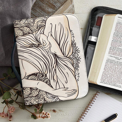 Beige Buddha Mandala Print Leather Bible Cover