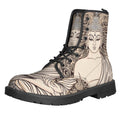 Beige Buddha Mandala Print Lace-Up Boots