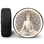 Beige Buddha Mandala Print Leather Spare Tire Cover