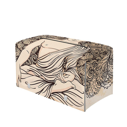 Beige Buddha Mandala Print Leather Tissue Box Cover