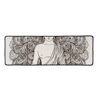 Beige Buddha Mandala Print Long Kitchen Mat
