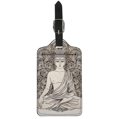 Beige Buddha Mandala Print Luggage Tag