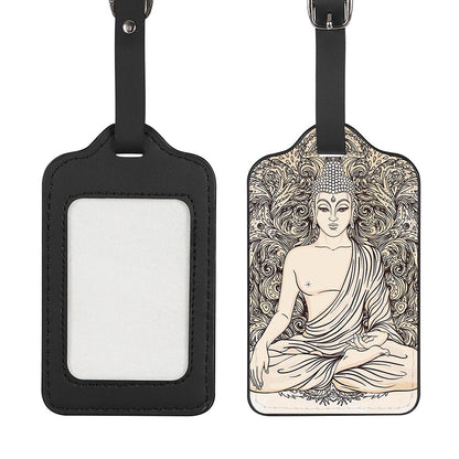 Beige Buddha Mandala Print Luggage Tag
