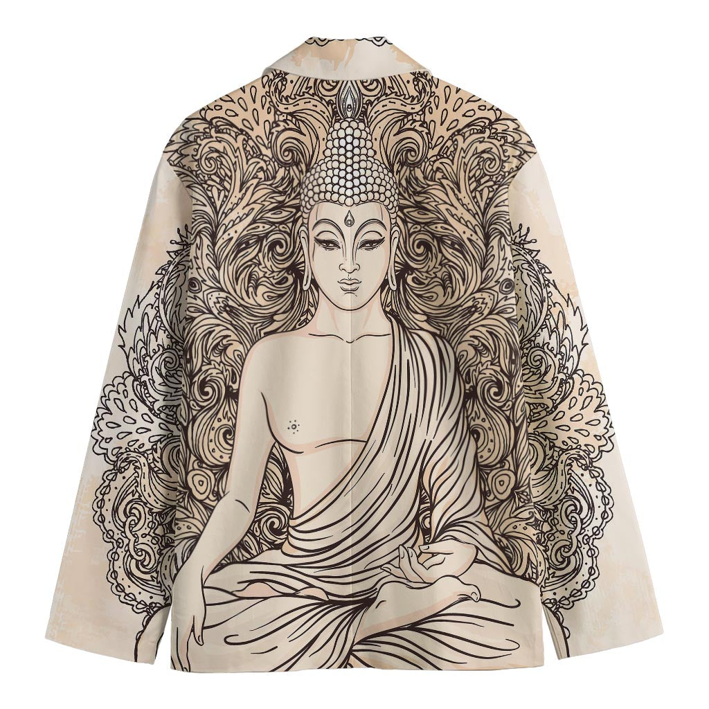 Beige Buddha Mandala Print Men's Blazer