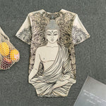 Beige Buddha Mandala Print Men's Bodysuit