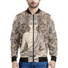 Beige Buddha Mandala Print Men's Bomber Jacket