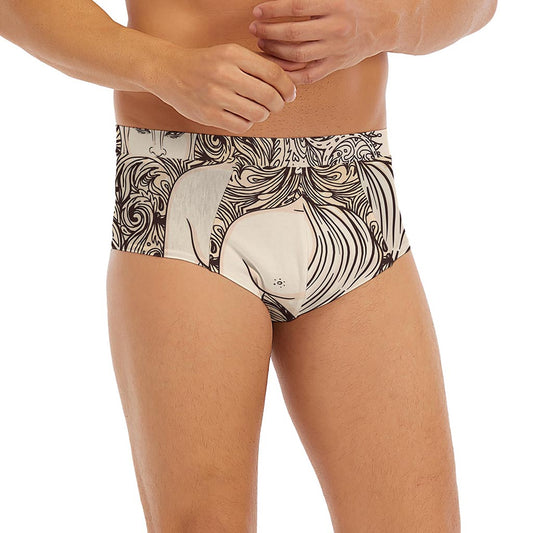 Beige Buddha Mandala Print Men's Briefs