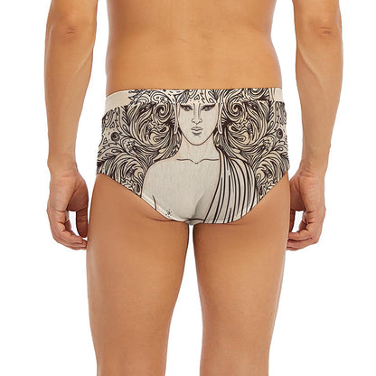Beige Buddha Mandala Print Men's Briefs