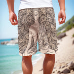 Beige Buddha Mandala Print Men's Cargo Shorts