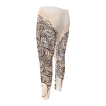 Beige Buddha Mandala Print Men's Compression Pants