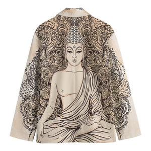 Beige Buddha Mandala Print Men's Cotton Blazer