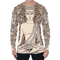 Beige Buddha Mandala Print Men's Long Sleeve T-Shirt