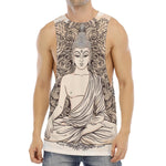 Beige Buddha Mandala Print Men's Muscle Tank Top