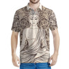 Beige Buddha Mandala Print Men's Polo Shirt