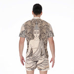 Beige Buddha Mandala Print Men's Rompers