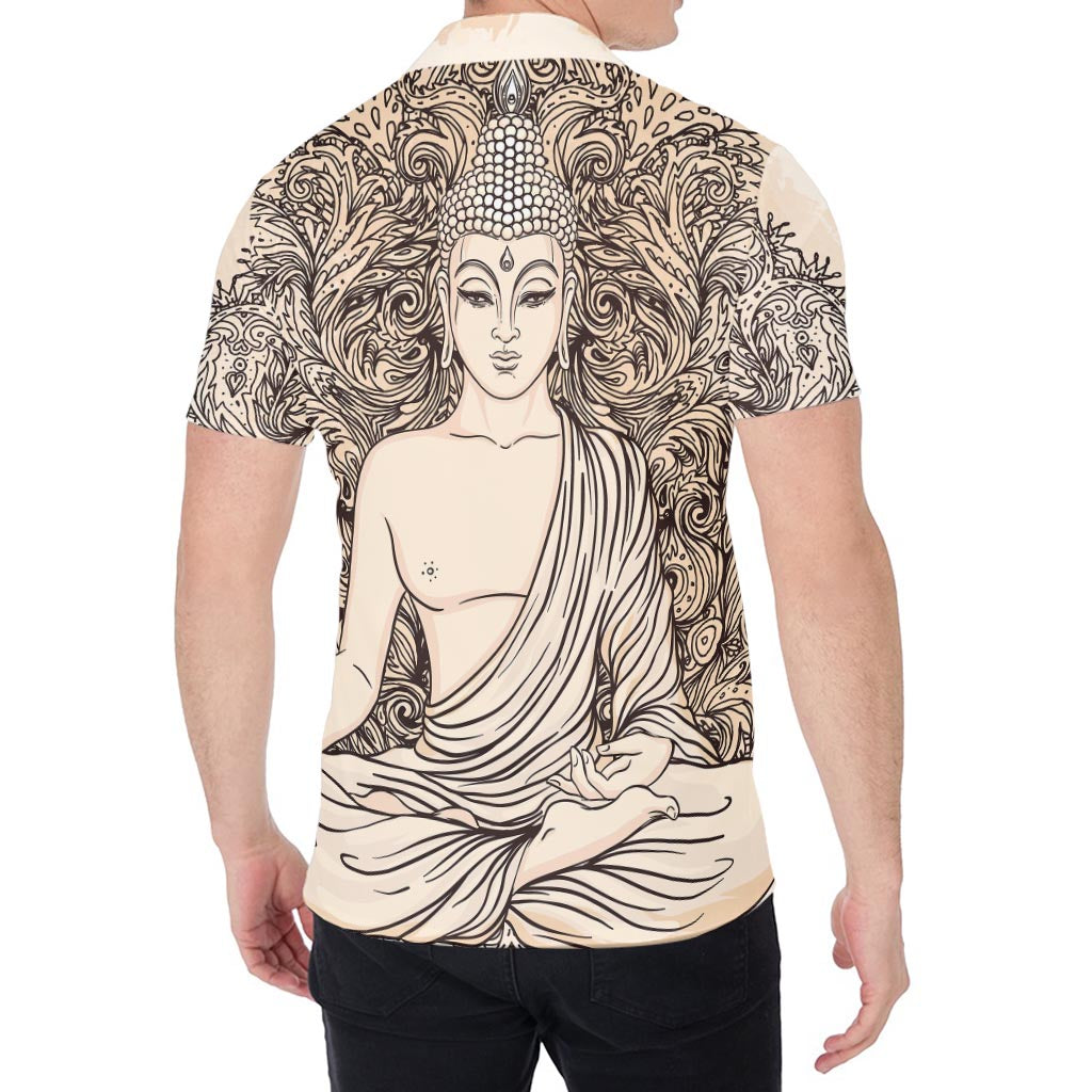 Beige Buddha Mandala Print Men's Shirt