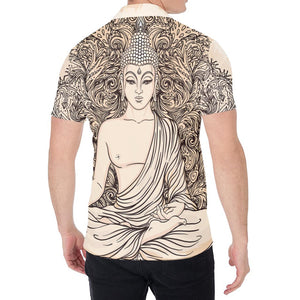 Beige Buddha Mandala Print Men's Shirt