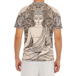 Beige Buddha Mandala Print Men's Short Sleeve Rash Guard