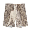 Beige Buddha Mandala Print Men's Sports Shorts