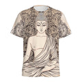 Beige Buddha Mandala Print Men's Athletic T-Shirt