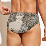 Beige Buddha Mandala Print Men's Swim Briefs