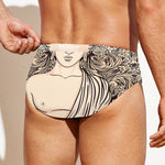 Beige Buddha Mandala Print Men's Swim Briefs