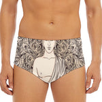 Beige Buddha Mandala Print Men's Triangle Swim Briefs