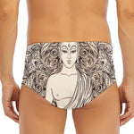 Beige Buddha Mandala Print Men's Triangle Swim Briefs