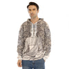 Beige Buddha Mandala Print Men's Velvet Pullover Hoodie