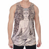 Beige Buddha Mandala Print Men's Velvet Tank Top