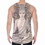 Beige Buddha Mandala Print Men's Velvet Tank Top