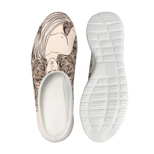 Beige Buddha Mandala Print Mesh Casual Shoes