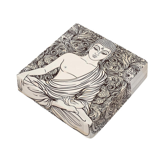 Beige Buddha Mandala Print Outdoor Seat Cushion Cover