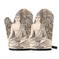 Beige Buddha Mandala Print Oven Mitts