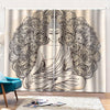 Beige Buddha Mandala Print Pencil Pleat Curtains