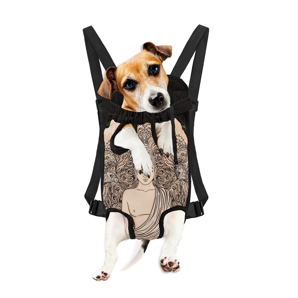 Beige Buddha Mandala Print Pet Carrier Backpack