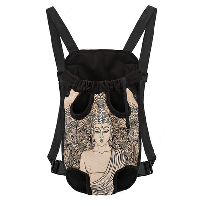 Beige Buddha Mandala Print Pet Carrier Backpack