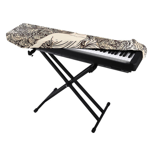 Beige Buddha Mandala Print Piano Keyboard Cover