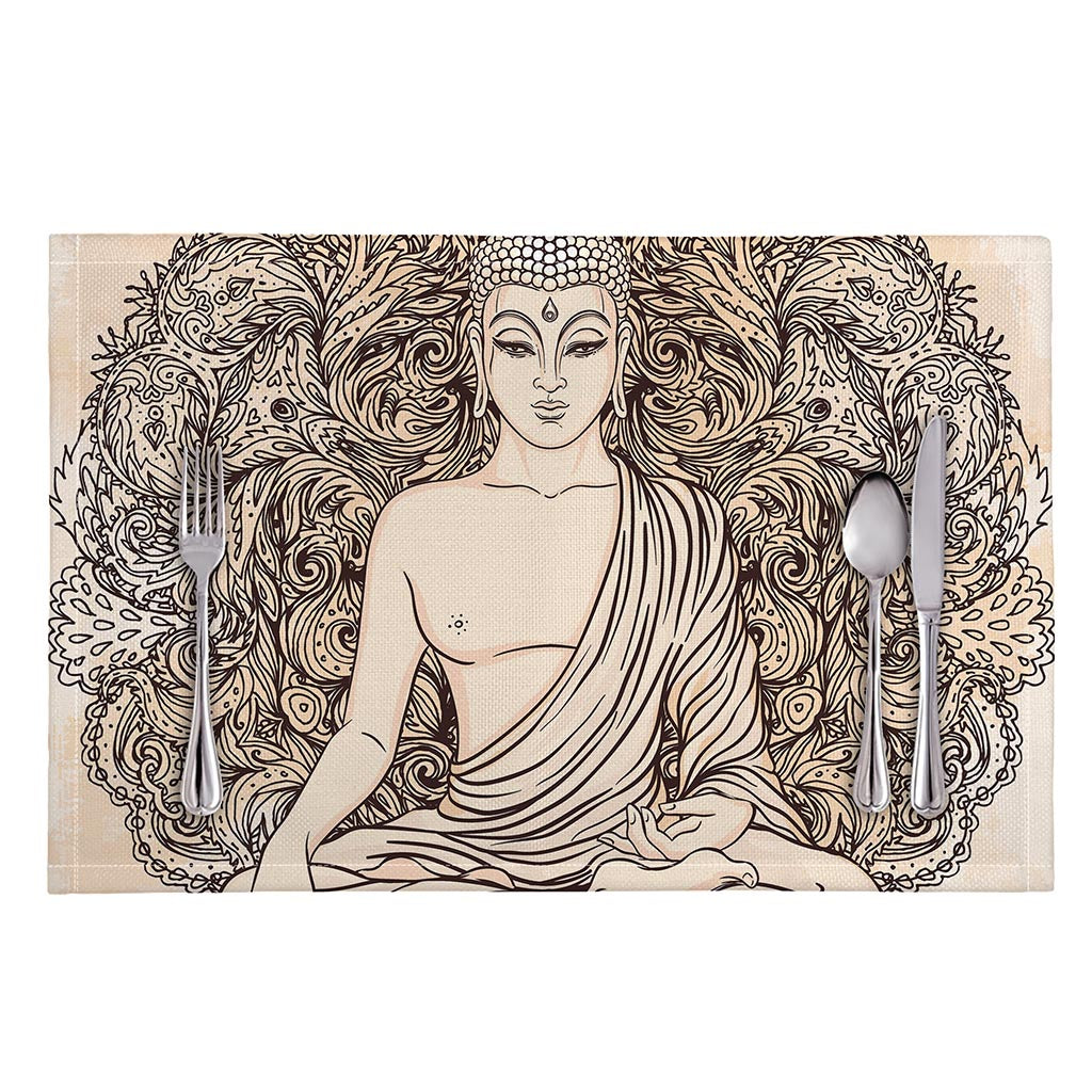 Beige Buddha Mandala Print Placemat