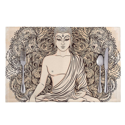 Beige Buddha Mandala Print Placemat