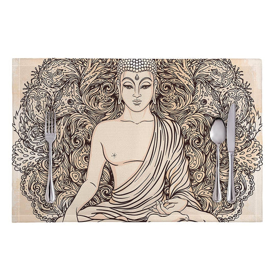 Beige Buddha Mandala Print Placemat
