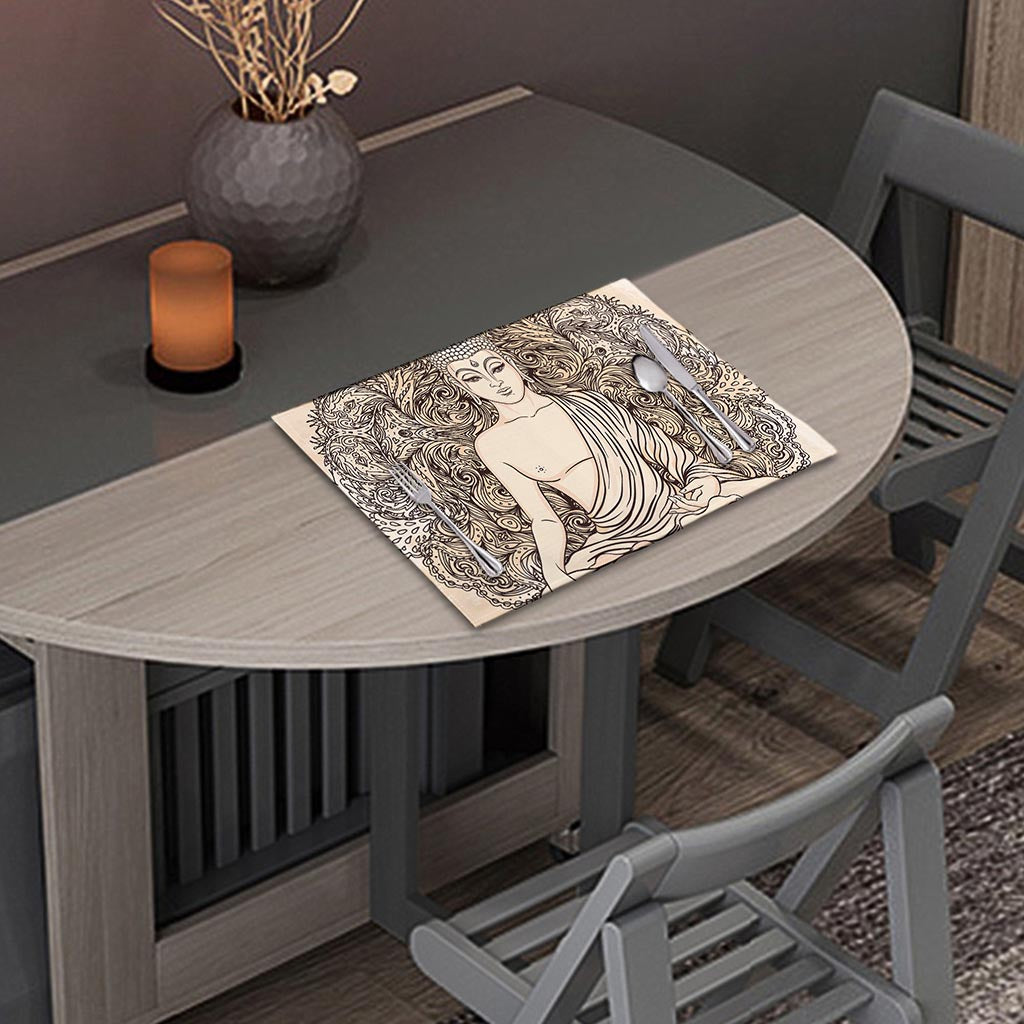 Beige Buddha Mandala Print Placemat