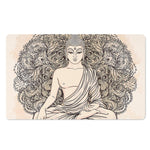 Beige Buddha Mandala Print Polyester Doormat